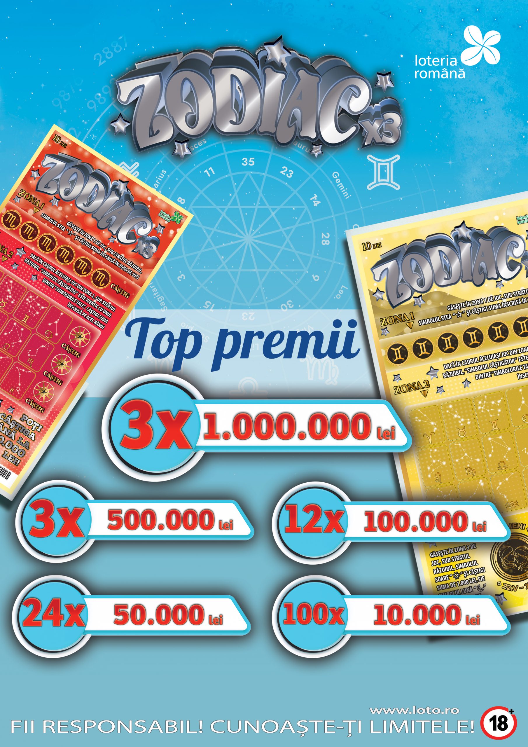 ZODIAC x 3 Loteria Romana